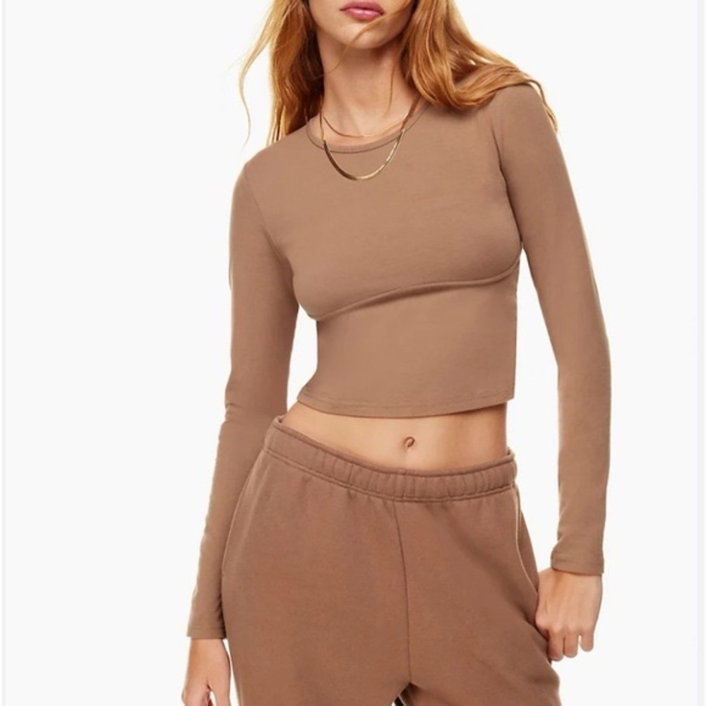 Aritzia TNA Eclipse Long-sleeve in Teddy Bear Brown